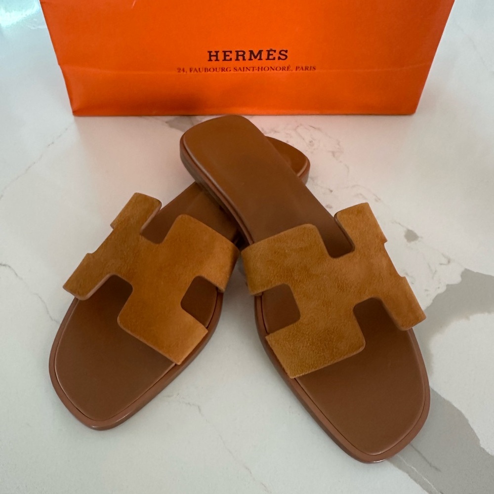 Hermès Oran Sandals | Brown Suede | Brand New in Box